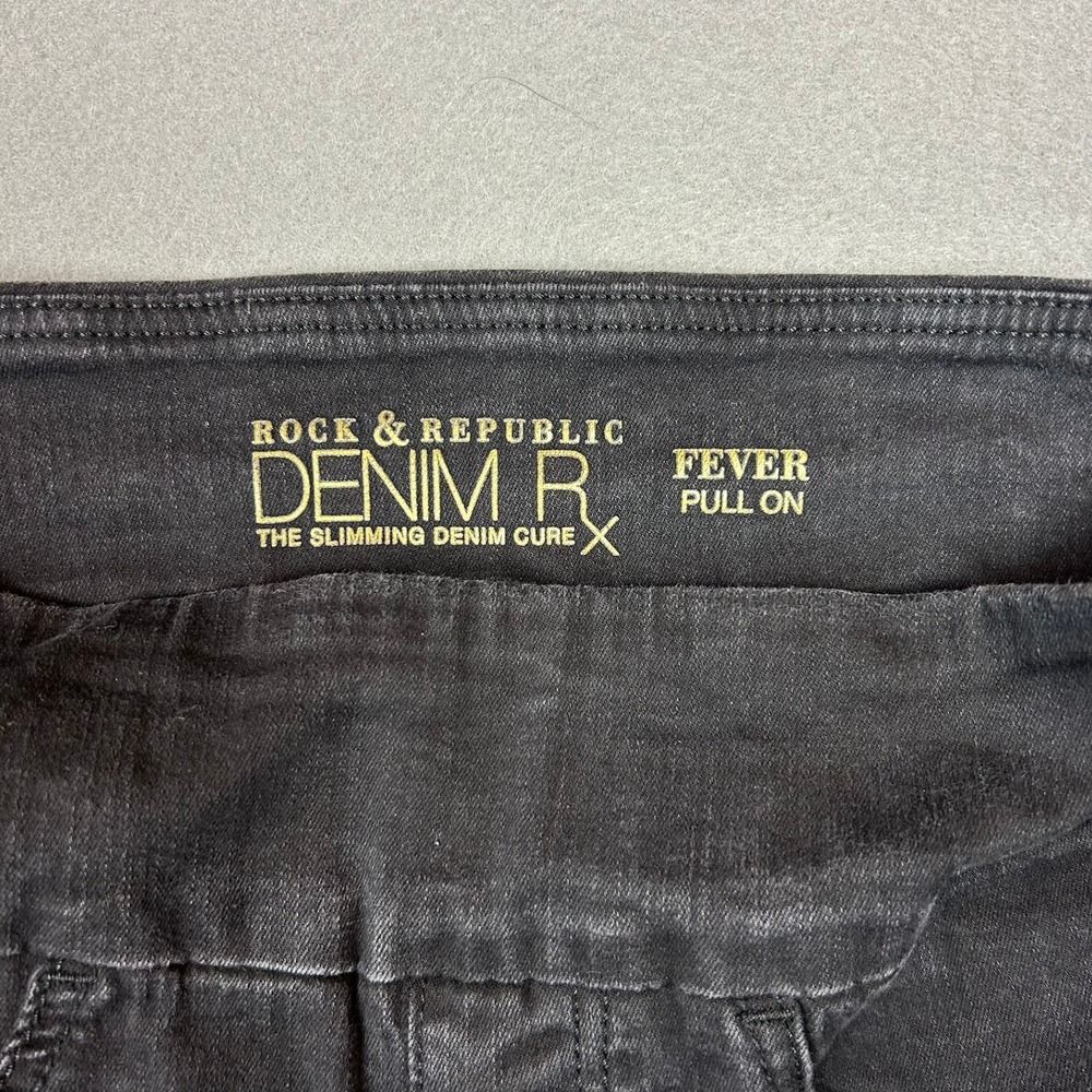 Rock & Republic Jeans Fever Crop Pull On Slimming Women 6 Black - Picture 7 of 10